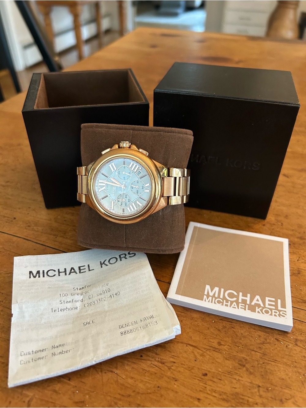 Michael Kors Men's/ unisex Rose Gold Tone Chronograph Watch with Light Dial